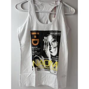 Fiorucci x Naomi Campbell White Scoop Neck Tank Top Shirt Size XS Italy Cotton